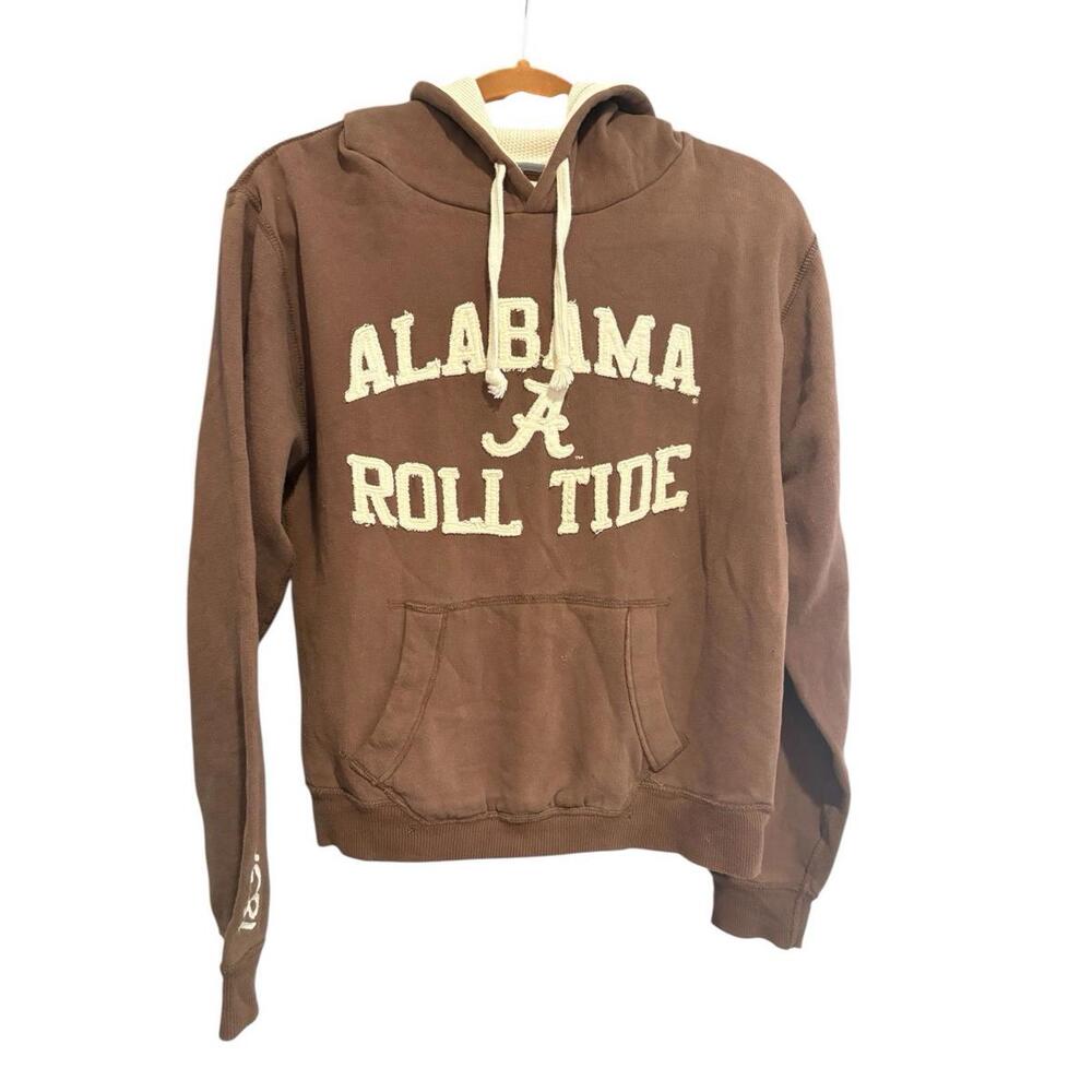 Alabama Crimson Roll Tide NCAA Pressbox Brown Hoodie Medium Appliqué Distressed